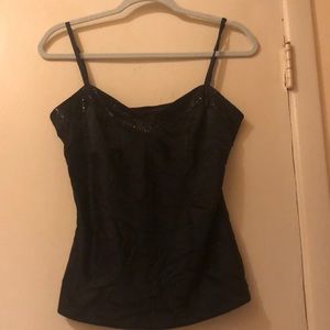 Black Silky Cami with Sequin Trim